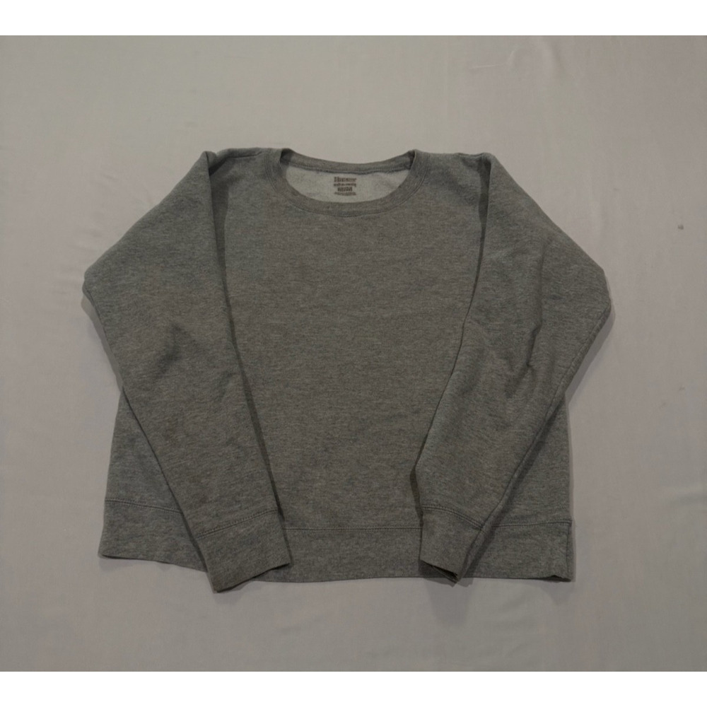 Hanes Sweater Women's Medium Gray Cropped Boxy Crewneck 2000's